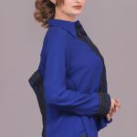 Women’s Solid Colour Trim Shirt – Navy Blue