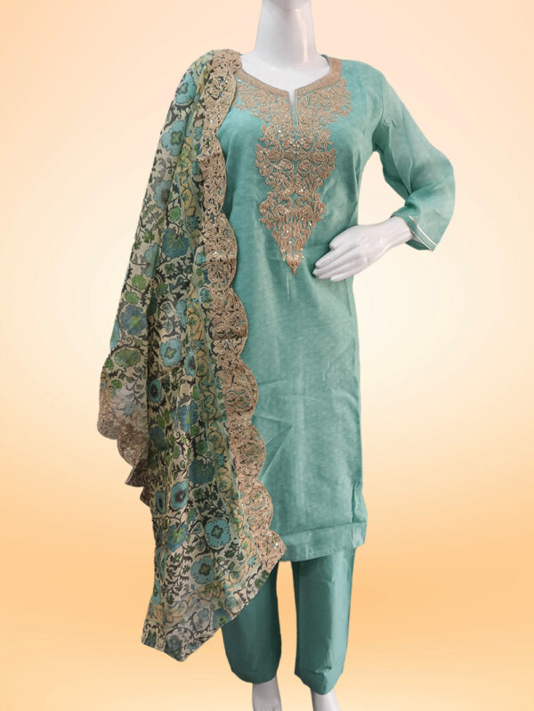 Kurta with pants  and dupata | Sea Green