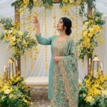 Sea Green Zari-Embroidered 3 Pcs Suit Set