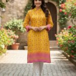 Sunshine Bloom: Embroidered Georgette Long Kurta
