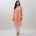 Peach Georgette Long Kurta