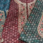 Unstitched Maroon Red Poly Silk 3Pcs Suit Set