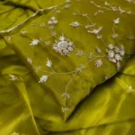 Unstitched Sheen Mehendi Green Silk Organza 3-Piece Set with Sequins Handwork
