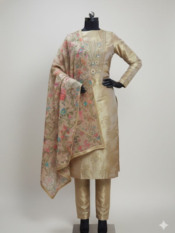 UNSTITCHED SALWAR SUIT 3PCS SET | Antique Taupe