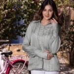 Women's Pleated Shirt - Steel Grey