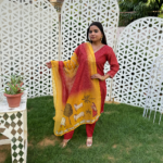Red Bandhej & Pichwai-Inspired 3 Pcs Suit Set