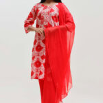 Vibrant Red Shibori Kurta Set